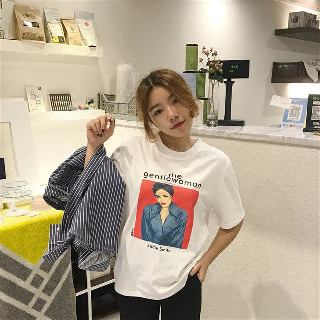 New  Fashion Female t shirts Short Sleeve T-shirts Letter Lady Print Casual tshirt O-neck Plus Size Women Tops 72547 GS