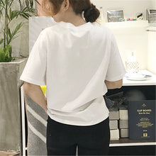 New  Fashion Female t shirts Short Sleeve T-shirts Letter Lady Print Casual tshirt O-neck Plus Size Women Tops 72547 GS