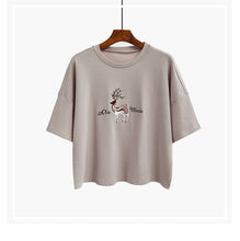 New  Fashion Japanese Harajuku Cartoon Character Print Embroidery T Shirts Half Sleeve T-shirts Plus Size Female Women Tops GS