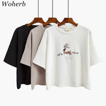 New  Fashion Japanese Harajuku Cartoon Character Print Embroidery T Shirts Half Sleeve T-shirts Plus Size Female Women Tops GS