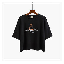 New  Fashion Japanese Harajuku Cartoon Character Print Embroidery T Shirts Half Sleeve T-shirts Plus Size Female Women Tops GS
