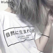 New  Fashion Japanese Letter Print T Shirts Short Sleeve Casual T-shirts Plus Size Female t shirt Women Tops Tee 72646 GS