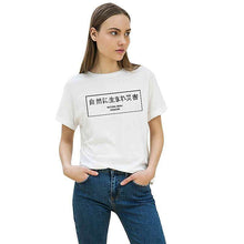 New  Fashion Japanese Letter Print T Shirts Short Sleeve Casual T-shirts Plus Size Female t shirt Women Tops Tee 72646 GS