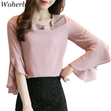 New  Fashion Korean Style Chiffon Blouse Butterfly Sleeve Cute Blusas Brief Casual Shirt Elegant Women Tops Plus Size 72711 GS
