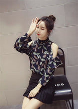 New  Fashion Korean Style Hollow Out Chiffon Blouse Leaf Print Blusas Casual Shirt Elegant Women Tops Plus Size 72714 GS