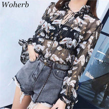 New  Fashion Korean Style Lantern Sleeve Floral Chiffon Blouse Sweet Blusas Sexy Shirt Elegant Women Tops Plus Size 72720 GS
