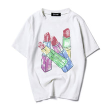 New  Fashion Korean Style Lipstick Sequined Bling T Shirts Short Sleeve Casual T-shirts Plus Size Female Women Tops 72629 GS