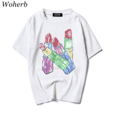 New  Fashion Korean Style Lipstick Sequined Bling T Shirts Short Sleeve Casual T-shirts Plus Size Female Women Tops 72629 GS