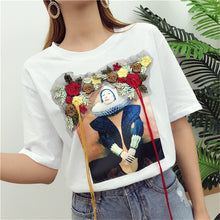 New  Fashion Korean Style T-shirts Harajuku Short Sleeve Character Print Embroidery T Shirts Plus Size Female Women Tops GS