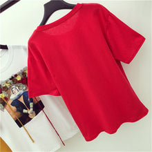 New  Fashion Korean Style T-shirts Harajuku Short Sleeve Character Print Embroidery T Shirts Plus Size Female Women Tops GS