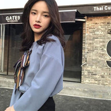 New  Fashion Korean style Summer Elegant Bow Tie Blouse O-Neck Shirt Slim Blusas Full Sleeve Women Tops 72513 GS