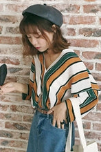 New  Fashion Korean style Summer Elegant Striped Blouse V-Neck Button Shirt Sexy Casual Blusas Women Tops 72514 GS