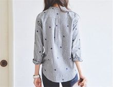 New  Fashion Long Sleeve Striped Blouse Korean Style Shirt Embroidery Blouses Ladies Blusas Women Tops Plus Size 72695 GS