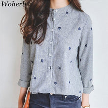 New  Fashion Long Sleeve Striped Blouse Korean Style Shirt Embroidery Blouses Ladies Blusas Women Tops Plus Size 72695 GS