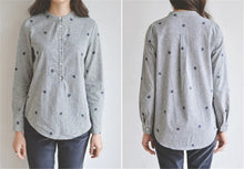 New  Fashion Long Sleeve Striped Blouse Korean Style Shirt Embroidery Blouses Ladies Blusas Women Tops Plus Size 72695 GS
