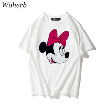 New  Fashion Loose Cartoon Bow Tie Mouse Print T Shirts Short Sleeve Casual T-shirts Female Women Tops Plus Size 72626 GS