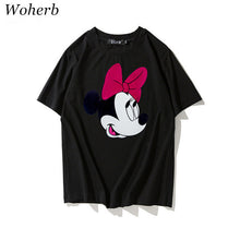New  Fashion Loose Cartoon Bow Tie Mouse Print T Shirts Short Sleeve Casual T-shirts Female Women Tops Plus Size 72626 GS