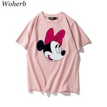 New  Fashion Loose Cartoon Bow Tie Mouse Print T Shirts Short Sleeve Casual T-shirts Female Women Tops Plus Size 72626 GS
