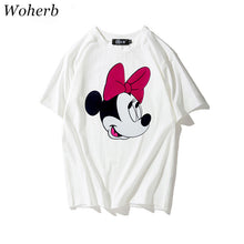 New  Fashion Loose Cartoon Bow Tie Mouse Print T Shirts Short Sleeve Casual T-shirts Female Women Tops Plus Size 72626 GS