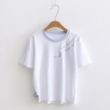 New  Fashion Matches Letter Embroidery T Shirts Short Sleeve Casual T-shirts Female t shirt Women Tops Tee Plus Size 72640 GS