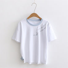 New  Fashion Matches Letter Embroidery T Shirts Short Sleeve Casual T-shirts Female t shirt Women Tops Tee Plus Size 72640 GS