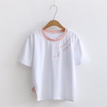 New  Fashion Matches Letter Embroidery T Shirts Short Sleeve Casual T-shirts Female t shirt Women Tops Tee Plus Size 72640 GS