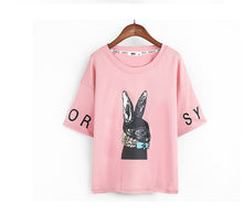 New  Fashion Rabbit Print Letter Embroidery T Shirts Short Sleeve Casual T-shirts Plus Size Female t shirt Women Tops 72645 GS