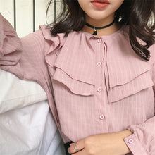 New  Fashion Ruffles Pleated Chiffon Blouse Elegant Long Sleeve Plus Size Cute Blusas Loose Casual Shirt Women Tops 72707 GS