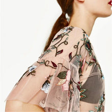 New  Fashion Sexy Translucent Flower Embroidery Blouse Ruffles Shirt Short Sleeve Round Collar Ladies Blusas Women Tops GS