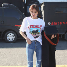 New  Fashion Short Sleeve T-shirts Plus Size Letter Animal Print Loose Tops Casual Female t shirts Cute Women tshirts 72545 GS
