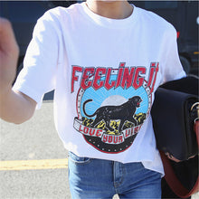 New  Fashion Short Sleeve T-shirts Plus Size Letter Animal Print Loose Tops Casual Female t shirts Cute Women tshirts 72545 GS