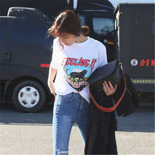 New  Fashion Short Sleeve T-shirts Plus Size Letter Animal Print Loose Tops Casual Female t shirts Cute Women tshirts 72545 GS