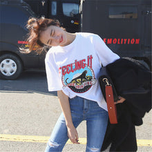 New  Fashion Short Sleeve T-shirts Plus Size Letter Animal Print Loose Tops Casual Female t shirts Cute Women tshirts 72545 GS
