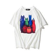 New  Fashion Six Funny Cartoon Cat Print T Shirts Short Sleeve Casual T-shirts Female Women Tops Plus Size 72630 GS