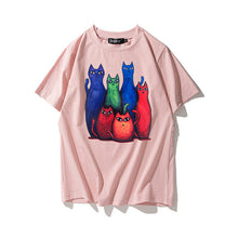 New  Fashion Six Funny Cartoon Cat Print T Shirts Short Sleeve Casual T-shirts Female Women Tops Plus Size 72630 GS