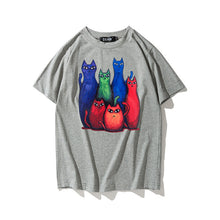 New  Fashion Six Funny Cartoon Cat Print T Shirts Short Sleeve Casual T-shirts Female Women Tops Plus Size 72630 GS