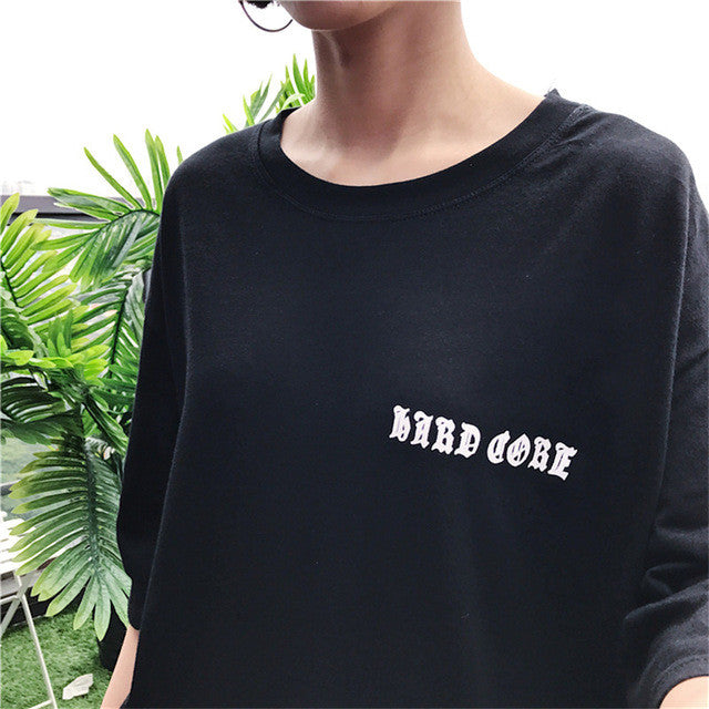 New  Fashion Summer Dark Style Letter Rose Floral Print T Shirts Short Sleeve T-shirts Casual Women Tops Plus Size 72642 GS