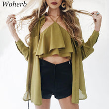 New  Fashion Summer Hanging neck Chiffon Blouse Sexy Shirt Sleeveless Blusas Striped Blouses Women Tops Plus Size 72689 GS