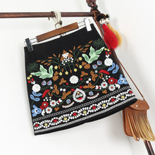 New  Fashion Summer Skirt Floral Leaves Embroidery A-Line National Style Faldas Mini Skirts Woman Retro High Waist Skirts GS