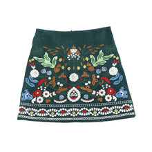 New  Fashion Summer Skirt Floral Leaves Embroidery A-Line National Style Faldas Mini Skirts Woman Retro High Waist Skirts GS