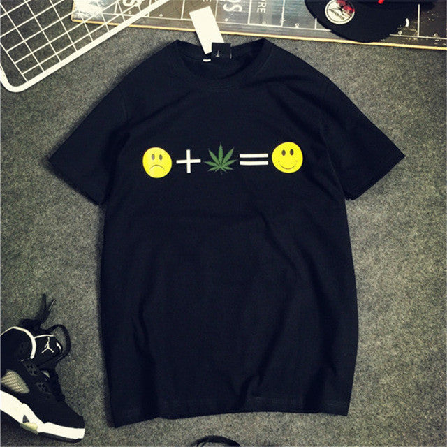 New  Fashion Summer T-shirts Plus Size Smile Leaves Print Tops Casual Female t shirts O-neck Women Unisex tshirts 72462 GS