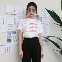 New  Fashion Women T shirts Letter SUMMER Print t-shirt Casual Short Sleeve Female tops 72488 GS