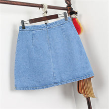 New  Fashion butterfly Floral Embroidery A-Line Skirt Mini Denim Skirts Woman Retro High Waist Skirts 72561 GS