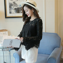 New  Female Fashion Korea Style Lace Blouses Slim Shirt woman Blouse Full Speaker Sleeves Tops With Wrapped Chest 72480 GS