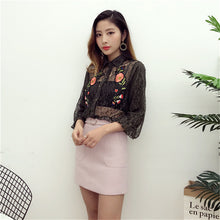 New  Female Fashion Korea Style Lace Blouses With Wrapped Chest Slim Sexy Shirt woman Blouse Lantern Sleeve Tops 72478 GS
