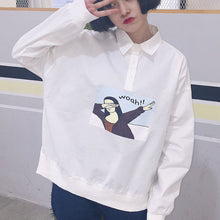 New  Korean style Summer Kawaii Button Blouse Letter Cartoon Character Print Shirt Cute Blusas Plus Size Women Tops 72512 GS