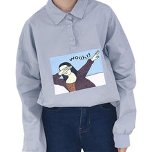 New  Korean style Summer Kawaii Button Blouse Letter Cartoon Character Print Shirt Cute Blusas Plus Size Women Tops 72512 GS
