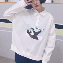 New  Korean style Summer Kawaii Button Blouse Letter Cartoon Character Print Shirt Cute Blusas Plus Size Women Tops 72512 GS