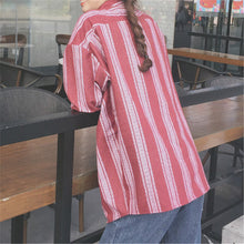 New  Korean style Summer Kawaii Loose Blouse Button Casual Shirt Cute Steiped Blusas Plus Size Women Tops 72519 GS