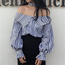 New  Korean style Summer Sexy Blouse Button Casual Shirt Cute Puff Sleeve Steiped Blusas Plus Size Women Tops 72520 GS